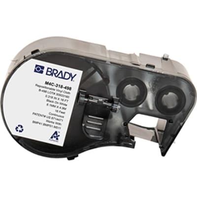 Brady M4C-318-498 vinylweefsel labels zwart op wit | 8,08 mm x 4,88 m (origineel)