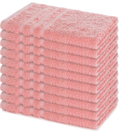 Lavea® Set van 10 handdoeken 30x50 cm, 100% katoen – Zacht en absorberend – Voor thuis, hotel, spa en gasten – Perfect als handdoek / gastendoekje – Pastelroze