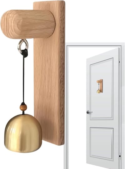 Deurbel Hout Koper - Winkelbel Gongs - Bezoekers Melden - Roestbestendige Kwaliteit - 15 x 6 x 4 cm