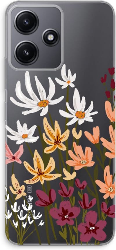 Case Company® - Hoesje geschikt voor Xiaomi Redmi 12 hoesje - Painted wildflowers - Soft Cover Telefoonhoesje - Bescherming aan alle Kanten en Schermrand