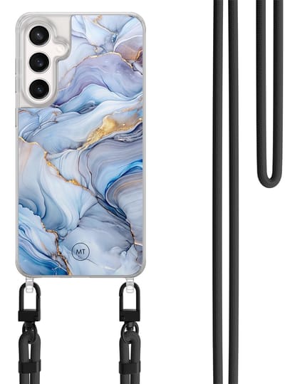 Hoesje met koord geschikt voor Samsung Galaxy S24 FE - Lavender dream - Inclusief Zwart koord - Crossbody beschermhoes - Transparant, Paars - Mooie Telefoonhoesjes