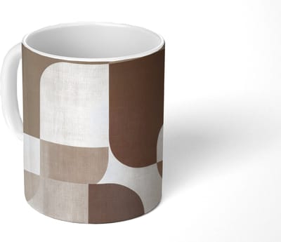 Mok - Koffiemok - Geometrisch - Geweven structuur - Modern - Mokken - 350 ML - Beker - Koffiemokken - Theemok