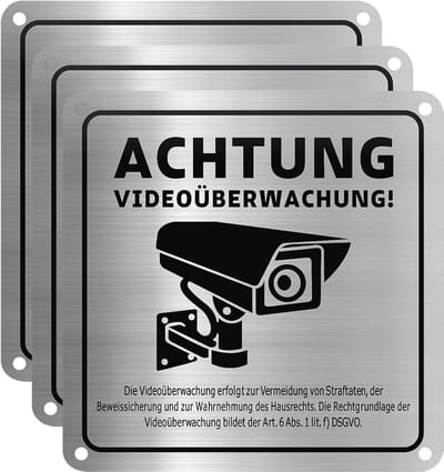 Bewakingsbord Camera - Notificatie Bord - Zone Markeren - Duurzaam Aluminium - 15x15cm - Grijs
