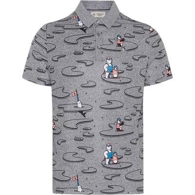 Original Penguin Herenpoloshirt met patroon, normale pasvorm (Stille schaduw)