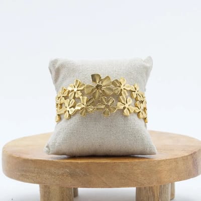 Bangle - Armband - Goudkleur - Stainless steel - Bloemen