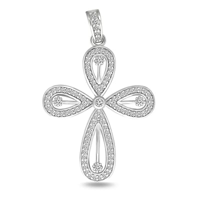 Juwelier Zwartevalk - Zilveren (gerhodineerd) kruis hanger met zirkonia - 24.283