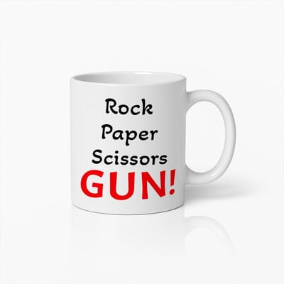 330ml Grappige Steen Papier Schaar Pistool Mok – Humoristische Koffie- & Theekop Voor Kantoor en Thuis