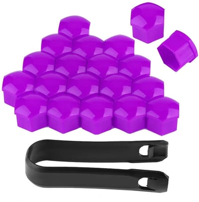 Dailygoody - Wielmoerkappen - 20 Stuks - Flexibel en Stijlvol - Paars - Universele Moerkappen - Bescherming voor Velgen - Auto Accessoires