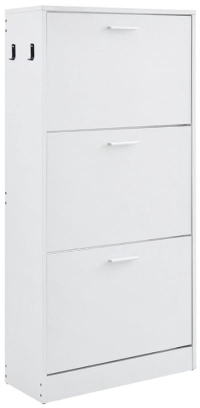 Schoenenrek - Schoenenkast - P2 Spaanplaat - 3 Klapbare Laden - 60 x 23.7 x 120 cm - Wit
