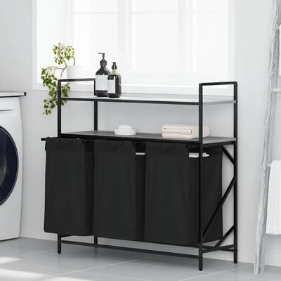 Wasmand met Plank - Wasopberger Kledingmand - Kleding Sorteren - Uittrekbare Zakken - 99 x 33 x 97 cm