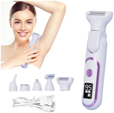 Epilator - 5-in-1 Elektrische Scheerapparaat voor Vrouwen - Oplaadbare Epilator met Waterdicht Ontwerp - Geschikt voor Gezicht, Benen en Lichaam - 17x5cm - Wit