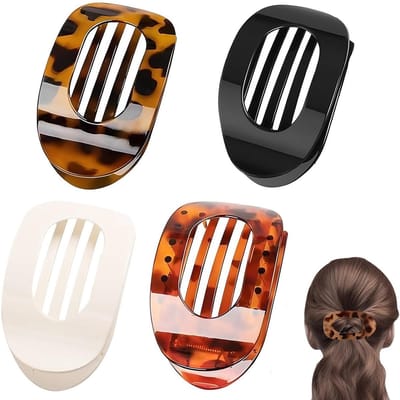 Dailygoods - 4 stuks platte haarspelden voor dames, sterke grip, platte klauw clip, antislip, haarspelden voor dik en dun haar, Franse haarspeld voor dagelijks gebruik
