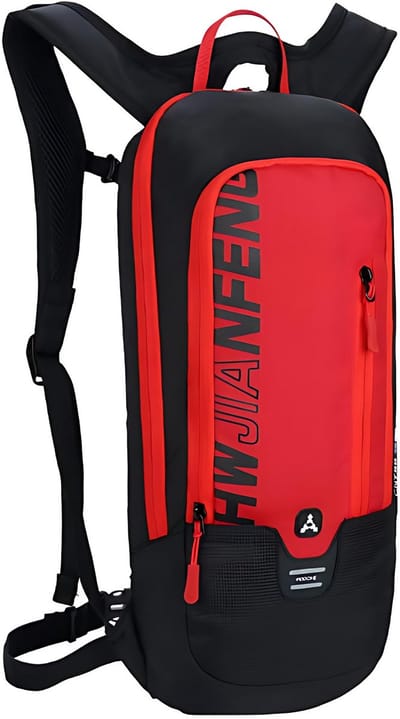 CarryQuest® - 6L Ultralight Outdoor Sport Rugzak - Waterdichte Polyester Daypack met Waterreservoirvak, Rugventilatie, Ergonomische Pasvorm & Front-/Toploader - 46x22x7 cm - Rood