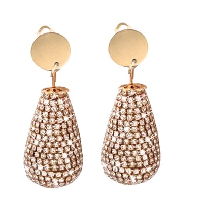 Clip oorbellen- Luxe -strass -druppel- goudkleur- geen gaatje- Charme Bijoux