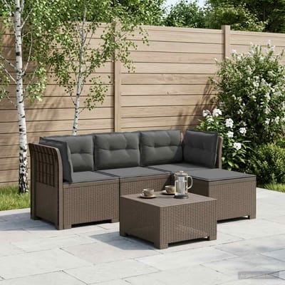 vidaXL - 4-Zitter - Tuin - Sofa - met - Kussens - Rattan - Look - PP - Lichtgrijs