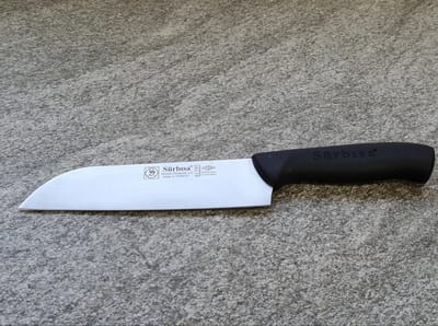 Sürbisa 61195 Professioneel Santokumes - Japanse Stijl Koksmes voor Groente, Vlees & Vis - RVS - Lemmet 19 cm - Zwart
