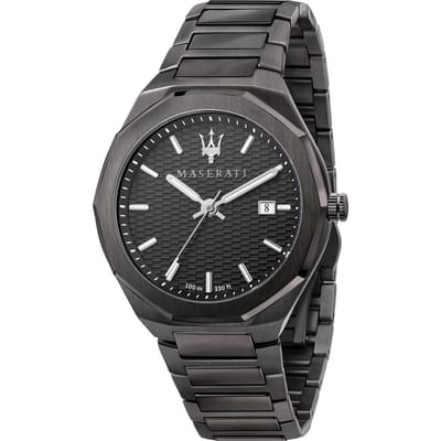 Maserati Stile Grijs Zwart Roestvrij Staal Heren Quartz Horloge met Datum R8853142001 grijs