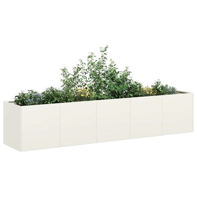 vidaXL - Plantenbak - 200x40x40 - cm - koudgewalst - staal - wit