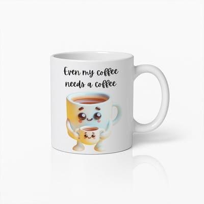 Zelfs Mijn Koffie Heeft Koffie Nodig Mok 330ml – Schattige Cartoon Koffiebeker Cadeau Idee