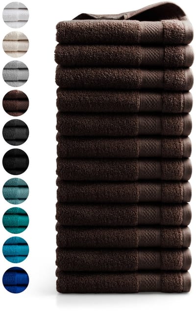 DoubleDry Handdoeken 50 x 100 - set van 12 - Hotel kwaliteit 500 g/m2 - 12x Chocoladebruin
