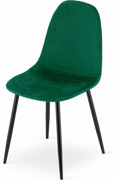 COMO Stoel - Donkergroen, Velvet Bekleding, Zwarte Metalen Poten, Tijdloos Ontwerp en Ergonomisch Comfort voor Woonkamer, Keuken, Slaapkamer en Kantoor, Max. 120 kg
