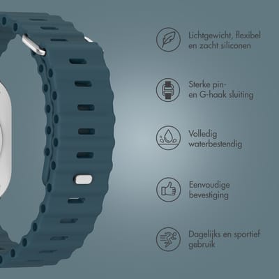 Premium Siliconen Sport bandje - Geschikt voor Apple Watch 1, 12, 2, 3, 4, 5, 6, 7, 8, 9, 10, 11 (42 mm), SE - 38/40/41 mm - Abyss Blue