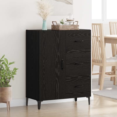 vidaXL - Dressoir - Zwart - Eiken - 69,5 - x - 34 - x - 90 - cm - Bewerkt - hout