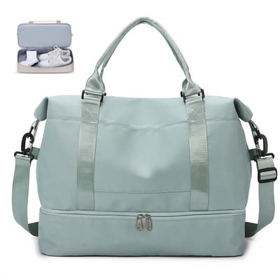 Reistas, Weekendtas Dames, Travel Duffel Bag met Schoenenvak, Lichtgewicht Handbagage Personal Item, Waterdichte Overnight Weekender Bag, Sporttas, Carry On Bag 14x18x8 Inch groente