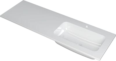INK Faktor wastafel polystone rechts met 1 kraangat, 140x45x1,5cm, glans wit