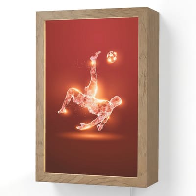 Wandlamp 20x30 cm - Oplaadbaar - Voetballer - Omhaal - Rood - Neon - Wandlampen binnen woonkamer - Slaapkamer lamp met kabel - Decoratieve nachtlamp - Vloerlamp snoer
