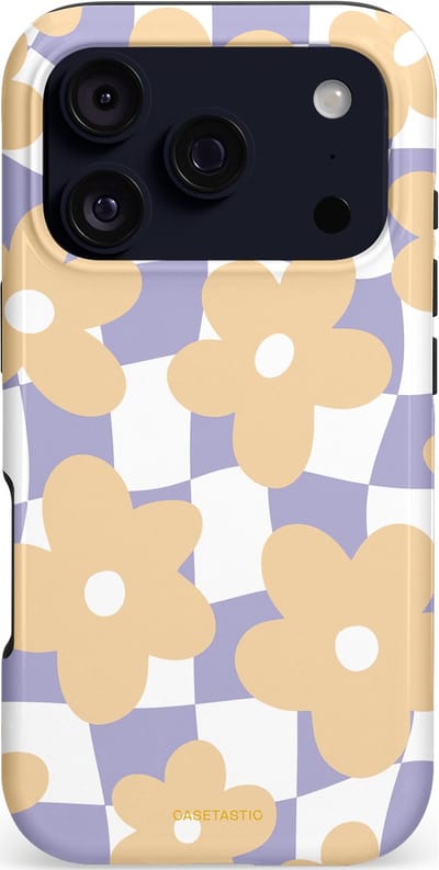 Casetastic hoesje geschikt voor Apple iPhone 17 Pro - MagSafe - Dubbellaagse bescherming - Madeliefjes feest - Fashion Case - Zand Wit Lavendel