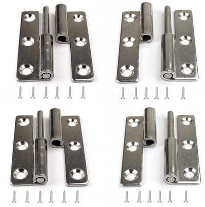 Scharnieren, Afneembare Deurscharnieren, Kleine Slip Joint RVS Vlag Scharnier, Deur Lift-Off Scharnier (Rechtshandige 2 Stks+Linkshandig 2 Stks)