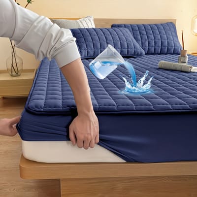 Matras beschermer Waterdicht Matrasovertrek-Matrashoes Wasmachinebestendig- Matrasbeschermers 90/200CM- Ultrazacht En Comfortabel-Blauw.