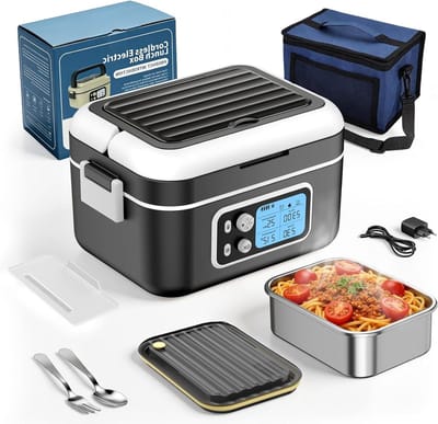 Verwarmde Lunchbox - Elektrische Boterhamtrommel - Warme Maaltijden Onderweg - Dubbele Isolatie - 15 liter - Grijs