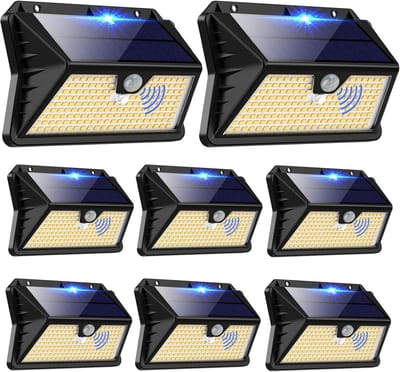 Set van 8 led-zonnelampen met bewegingssensor voor buiten - IP65 waterdicht