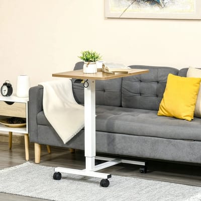Pugsdrly Staande bureau in hoogte verstelbaar incl. 4 wieltjes C-vorm 65 cm x 48 cm x 70-110 cm naturel + wit