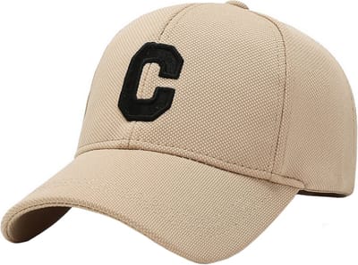 Baseball Cap Geborduurde C - Beige & Zwart