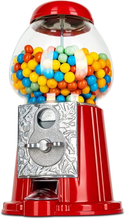 TIM® Kauwgomballen Automaat - Snoepmachine - Vendingmachine – Gumball Machine – Snoepautomaat - Candy Grabber – Kauwgomautomaat – Snoepdispenser – Rood – Retro – Aluminium - Circa, 23 Cm - Rood - 12cm x 13cm x 23cm