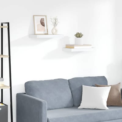 vidaXL - Wandschappen - zwevend - 2 - st - 50x23,5x3,8 - cm - MDF - eikenkleurig - en - wit