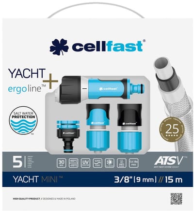 Cellfast waterslang set Yacht Mini 3/8" - 15 meter - Botenslang - Compleet met koppelingen en spuitpistool