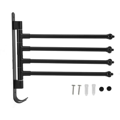 Porte-serviettes pivotant en acier inoxydable, barre porte-serviettes rotative noire pour armoire de salle de bain