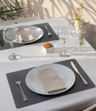 4x Sofia Placemat Grey - 30x43cm - onderlegger - tafeldecoratie - tafel dekken - Linen look