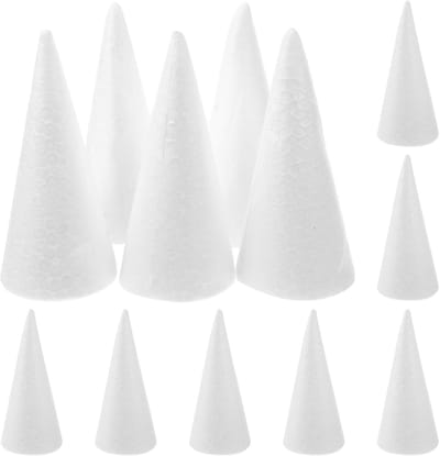 12 Stuks Styrofoam Kegels voor Knutselen - Modelleren Schuim voor DIY Projecten, School en Feestdecoratie