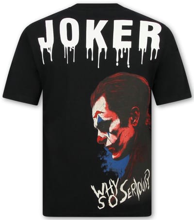 T shirt Heren met Print - Joker Tshirt met Opdruk - Oversized T shirt Heren - Funny shirt -1796- Zwart