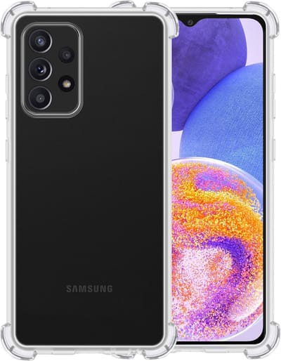 Hoesje - Geschikt voor Samsung Galaxy A23 - Sterk & Shockproof - Siliconen Shock Case - Hoes Cover - Telefoonhoes - Transparant