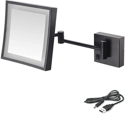Wandspiegel Verlicht - Vergrotende Spiegel - Make-up Aanbrengen - 3x Vergroting - 8 Inch - Mat Zwart