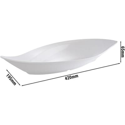 GGM Gastro (6 Stück) Schale - LEAF - Melamin - 1 Liter - 420x195mm - Weiß