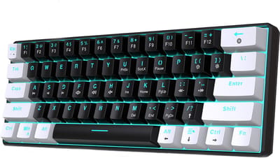 HXSJ V900 - Bedrade Gaming Toetsenbord - Mechanisch - RGB - Blue Switch - 61 Keys - QWERTY Toetsenborden - Zwart wit