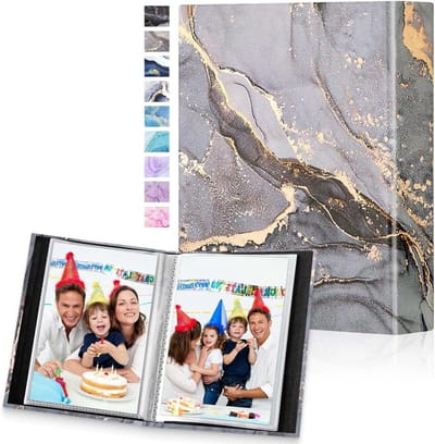 Kleine Fotoalbums 6x4 voor 50 Foto's, Mini Leer Fotoboek Set voor Familie en Kinderen, Ideaal voor Babyfoto's en Herinneringen in Grijs en Goud