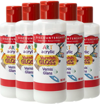 Acrylvernis Glans – Set van 5 x 80ML – Transparante Glansvernis voor Acrylverf – Glanzende Afwerking – Acrylic Varnish Gloss